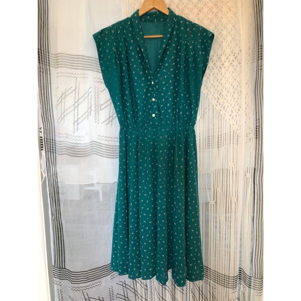 Turquoise vintage dress, L